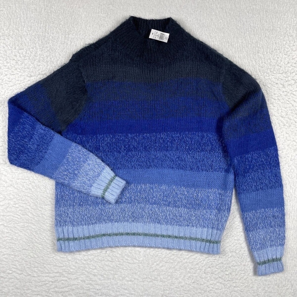 American Eagle, blue ombre, cozy sweater gradient denim rainbow boxy